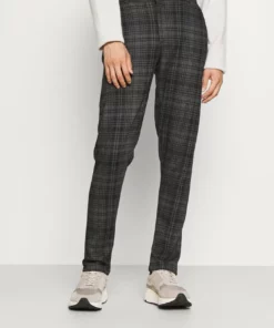Solid BARRO CHECK PANTS - Pantalon Classique - Slate Black