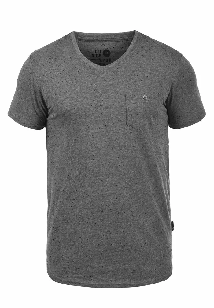 Solid SDTEDROS - T-shirt Basique - Dark Grey W. White 4 Solid SDTEDROS - T-shirt Basique - Dark Grey W. White – Image 4