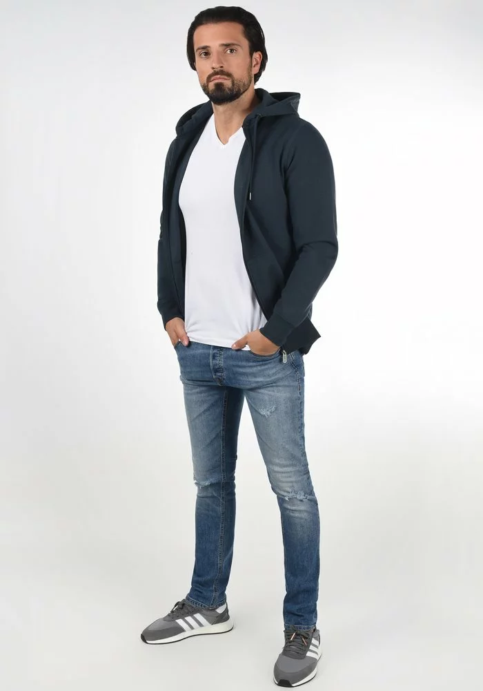 Solid SDBERTIZIP - Sweat à Capuche Zippé - Blue 3 Solid SDBERTIZIP - Sweat à Capuche Zippé - Blue – Image 3