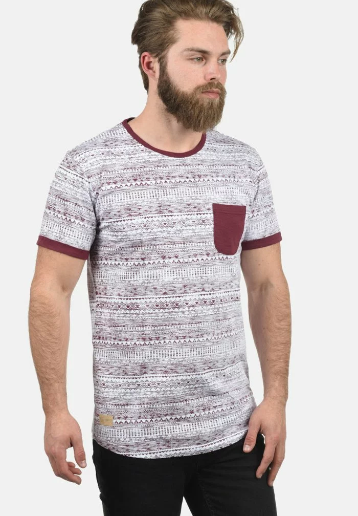Solid SDINGO - T-shirt Imprimé - Wine Red 1 Solid SDINGO - T-shirt Imprimé - Wine Red