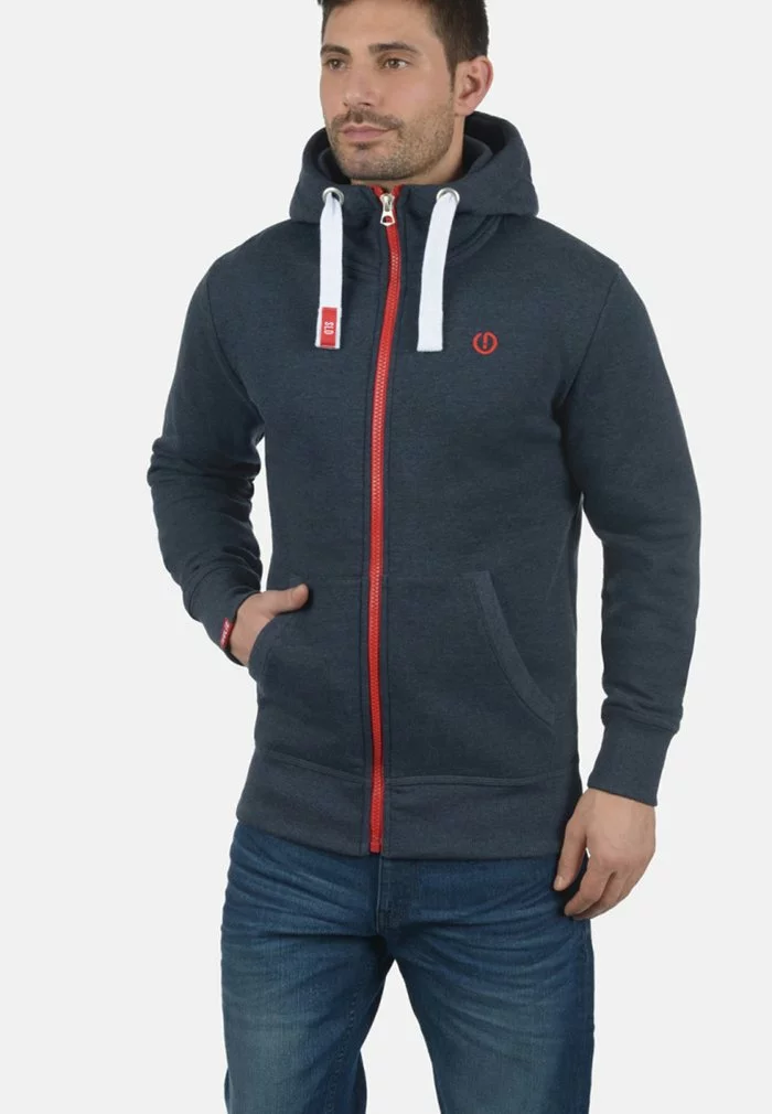 Solid SDBENN - Sweat à Capuche Zippé - Blue Melange 1 Solid SDBENN - Sweat à Capuche Zippé - Blue Melange