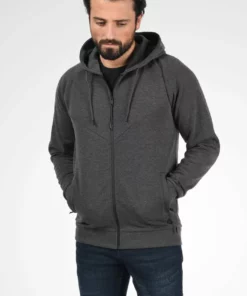 Solid SDGELBERT - Sweat à Capuche Zippé - Dark Grey Melange
