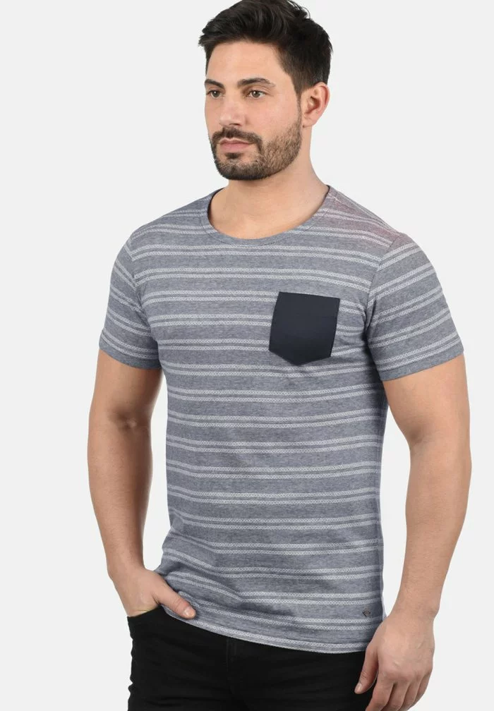 Solid SDFIDEL - T-shirt Imprimé - Mottled Light Blue 1 Solid SDFIDEL - T-shirt Imprimé - Mottled Light Blue