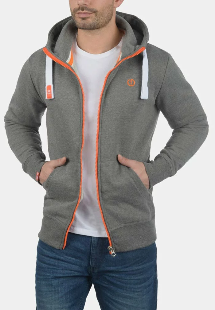 Solid SDBENN - Sweat à Capuche Zippé - Grey Melange 3 Solid SDBENN - Sweat à Capuche Zippé - Grey Melange – Image 3