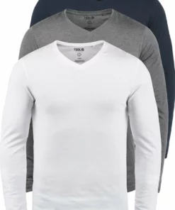 Solid SDBASIL - T-shirt à Manches Longues - Blue, Black, White -Élégance Boutique 4896b615a2a645d9b5b458835b958e14