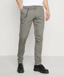 Solid SDBARRO ZIPPER STRIPE - Pantalon Classique - Dark Grey