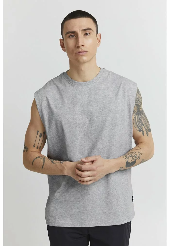 Solid Débardeur - Light Grey Melange 1 Solid Débardeur - Light Grey Melange