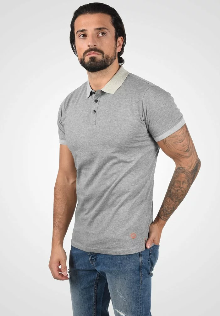 Solid SDNEDAL - Polo - Grey Melange 1 Solid SDNEDAL - Polo - Grey Melange