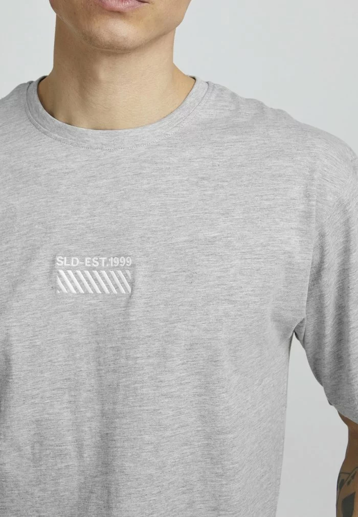 Solid T-shirt Imprimé - Light Grey Melange 4 Solid T-shirt Imprimé - Light Grey Melange – Image 4