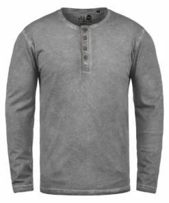 Solid RUNDHALSSHIRT TIMUR - T-shirt à Manches Longues - Mid Grey -Élégance Boutique 89a7c6b77e4043cf8bea29bc1d4101ea