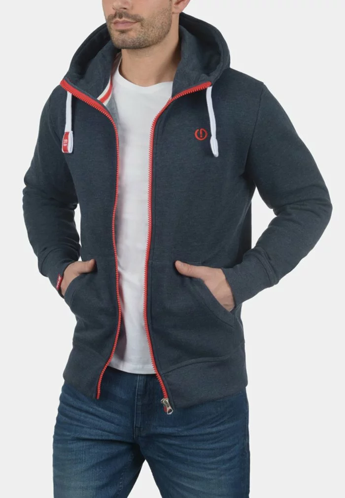 Solid SDBENN - Sweat à Capuche Zippé - Blue Melange 3 Solid SDBENN - Sweat à Capuche Zippé - Blue Melange – Image 3