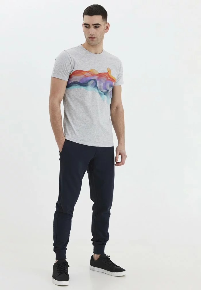 Solid PEDRO - T-shirt Imprimé - Light Grey Melange 2 Solid PEDRO - T-shirt Imprimé - Light Grey Melange – Image 2