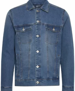 Solid Veste En Jean - Middle Blue Denim -Élégance Boutique 9ad4e7b430194abeb103d2eb697857a6