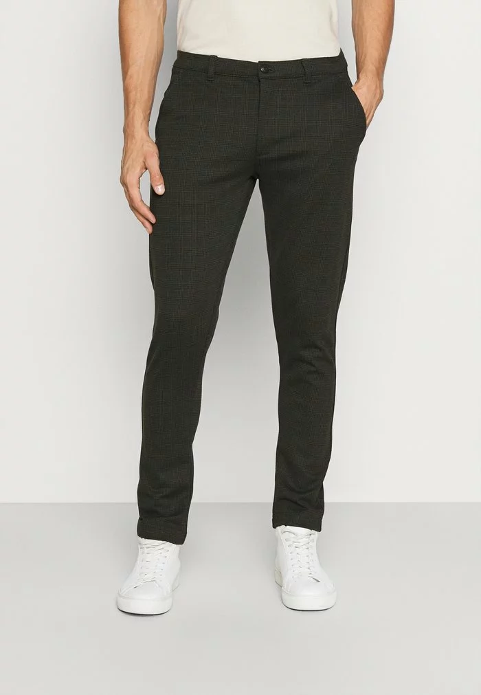 Solid BARRO CHECK PANT - Pantalon Classique - Black Forest 1 Solid BARRO CHECK PANT - Pantalon Classique - Black Forest