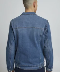 Solid Veste En Jean - Middle Blue Denim -Élégance Boutique ab2a4a28fcdb43679da7f30e03351eaf