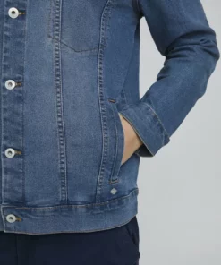 Solid Veste En Jean - Middle Blue Denim -Élégance Boutique af351942ff564da1af64e7342273a644