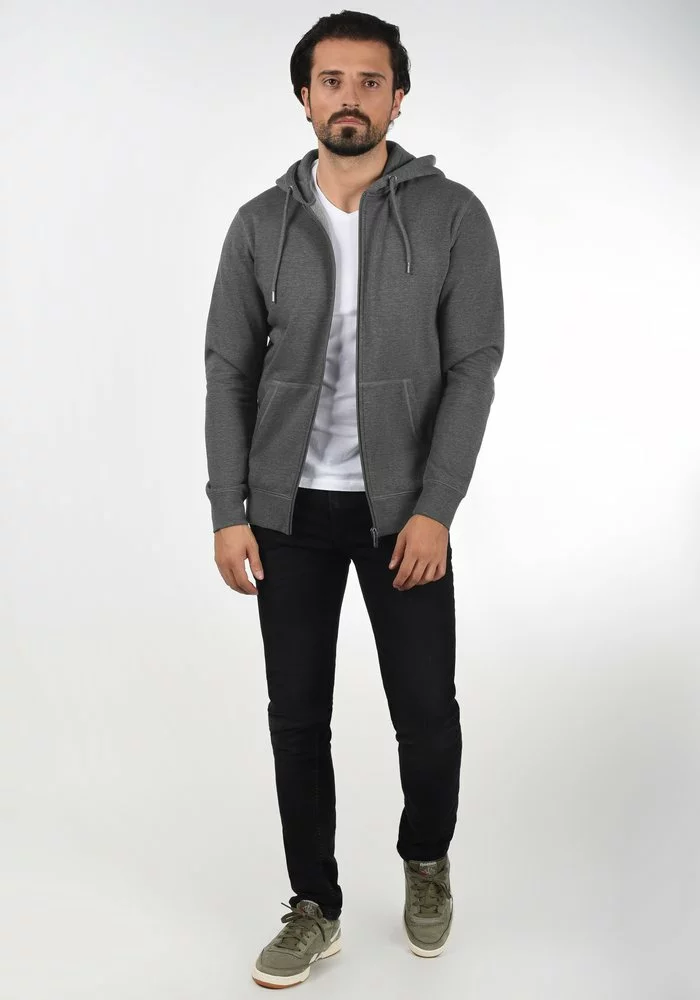 Solid SDBERTIZIP - Sweat à Capuche Zippé - Grey Melange 2 Solid SDBERTIZIP - Sweat à Capuche Zippé - Grey Melange – Image 2