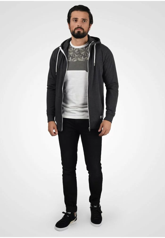 Solid SDTAMBO - Sweat à Capuche Zippé - Dark Grey Melange 2 Solid SDTAMBO - Sweat à Capuche Zippé - Dark Grey Melange – Image 2