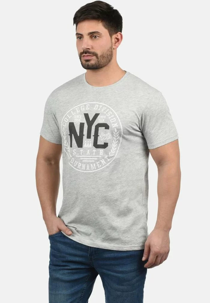 Solid SDYORK - T-shirt Imprimé - Light Grey 1 Solid SDYORK - T-shirt Imprimé - Light Grey