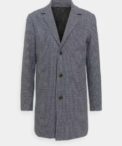 Solid SDTAVE DOGTOOTH CHECK COAT 21105921 - Manteau Court - Insignia Blue Melange -Élégance Boutique b5d24c257c5d46f99868df50c0f49d87