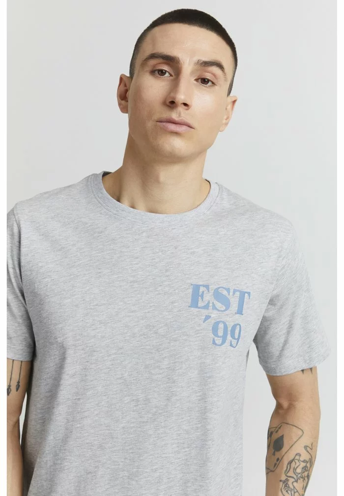 Solid ARCHIE - T-shirt Imprimé - Light Grey Melange 4 Solid ARCHIE - T-shirt Imprimé - Light Grey Melange – Image 4