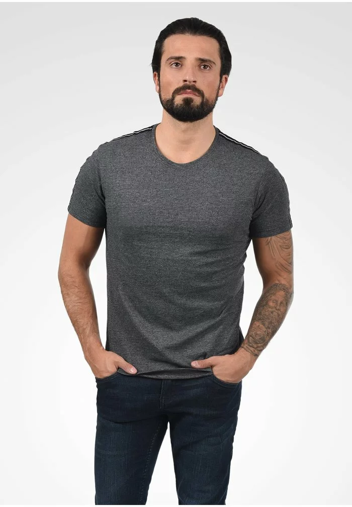 Solid SDGAWAN - T-shirt Imprimé - Dark Grey Melange 1 Solid SDGAWAN - T-shirt Imprimé - Dark Grey Melange