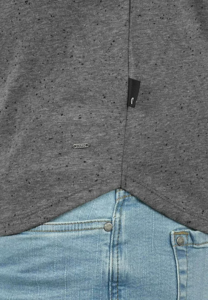 Solid SDTEDROS - T-shirt Basique - Dark Grey W. White 3 Solid SDTEDROS - T-shirt Basique - Dark Grey W. White – Image 3