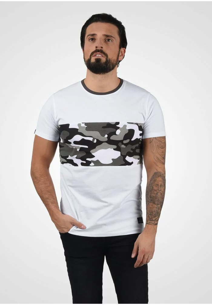 Solid SDCALLUX - T-shirt Imprimé - White Grey Melange 1 Solid SDCALLUX - T-shirt Imprimé - White Grey Melange
