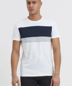 Solid SDSASCHA - T-shirt Imprimé - Weiß/dunkelblau