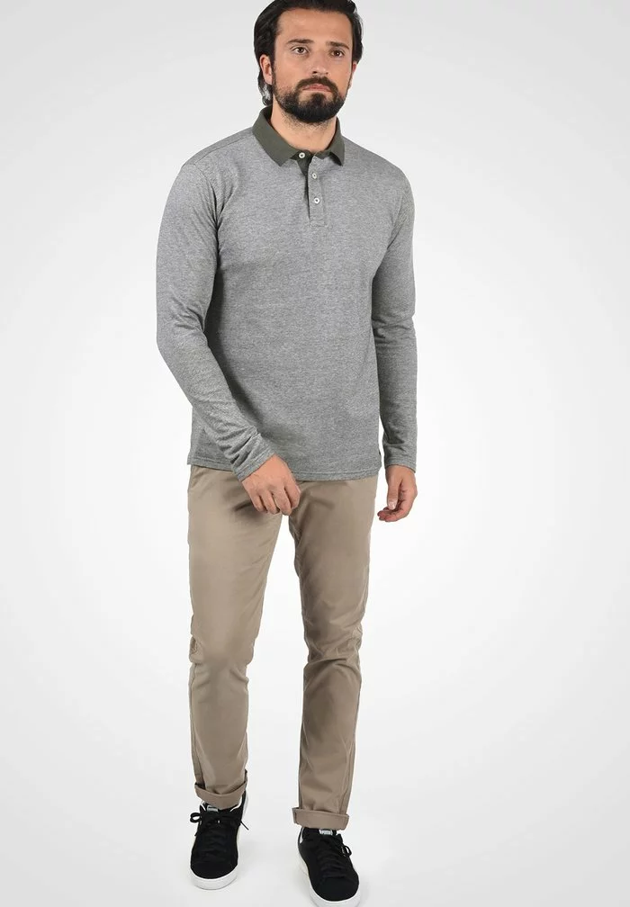 Solid SDPANTOS - Polo - Med Grey Melange 2 Solid SDPANTOS - Polo - Med Grey Melange – Image 2