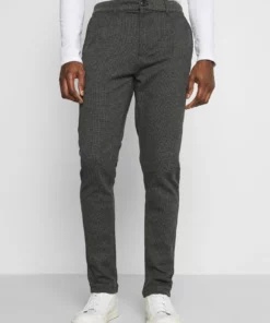 Solid BARRO ZIPPER - Pantalon Classique - Black